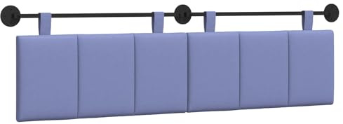 vidaXL Hängendes Kopfteil Jeans blau Stoff, Wanddeko fürs Schlafzimmer: modernes hängendes Kopfteil, gepolsterte platzsparende Platte, verstellbares minimalistisches Design