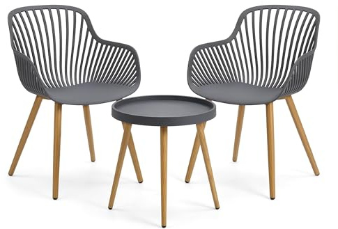 di volio Gartenmöbel-Set mit 2 Sesseln und Tisch PP Metall Outdoor Piena