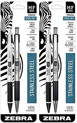 Zebra M/F-301 The Original Mechanical Pen & Pencil Set, Fine Point (57011) 2 Pack