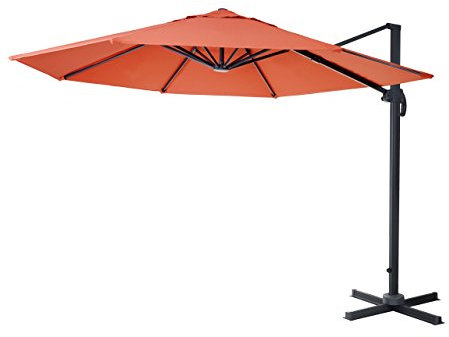 Mendler Gastronomie-Ampelschirm HWC-A96, Sonnenschirm, rund Ø 3m Polyester Alu/Stahl 23kg - terracotta