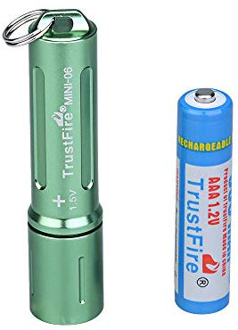 TrustFire MINI-06 Mini Linterna LED 90 lúmenes con llavero y batería AAA recargable - verde