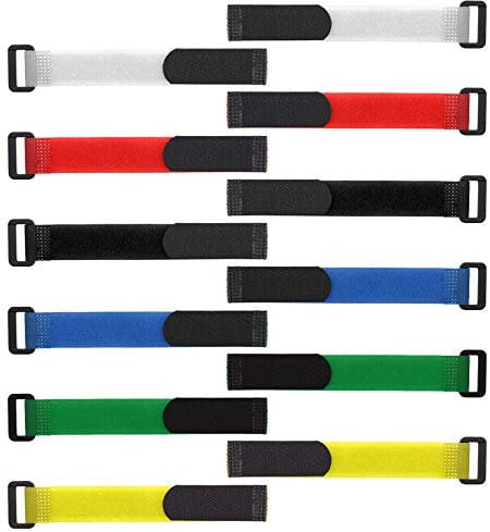 Create idea 12Pcs Magic Sticker Battery Straps with Buckle 20x200mm Mixed Colours Hook & Loop Non-Slip Straps for RC Drones Planes Quads Cars