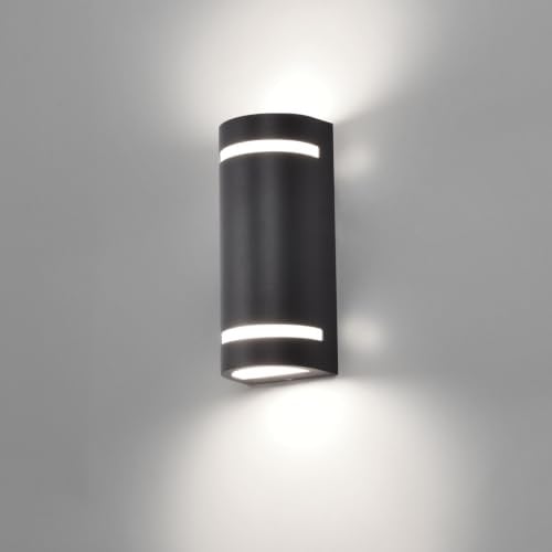 Maxkomfort LED Außenwandleuchte 1328B Anthrazit – halbrunde Aluminium Wandlampe mit 2x GU10 Fassung & 2x 5W LED, 4000K neutralweiß, IP44, 230V, modernes Design