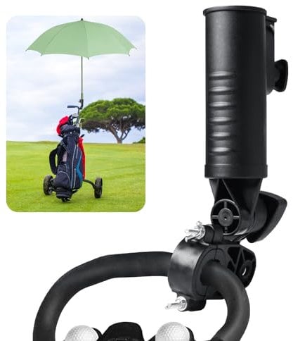 Golf Cart Umbrella Holder Universal Deluxe Size Adjustable Easy to Install ,Golf Trolley Umbrella Holder Accessories Suitable for Bike Stroller Fishing Beach Chair Wheelchair Color Black (Black)