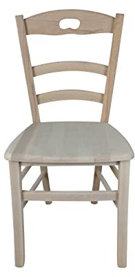 Sedia Loire, in Legno Massello, Varie Sedute e Colori, Imbottita, Paglia o Massello, Alta qualità, Ristorante Casa Cucina Agriturismo Sala da Pranzo ORDINE MINIMO 2 PEZZI (Grezza, Massello)