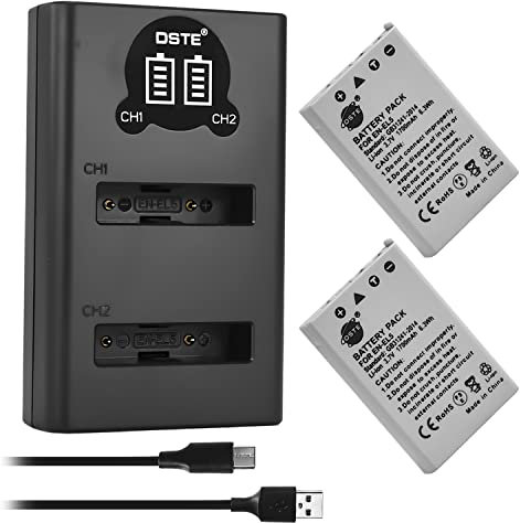 DSTE EN-EL5 Rechargerable Battery (2-Pack) and Smart LED Dual USB Charger Compatible with Nikon Coolpix P80 P90 P530 P5000 P5100 7900 P6000 P500 P510 P520