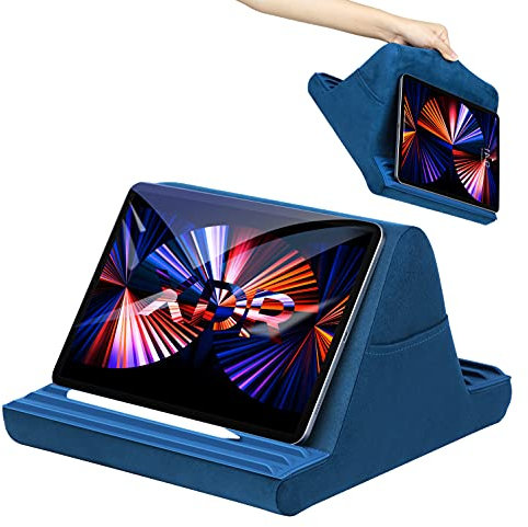 ZtotopCases Tablet Halter Kissen, Weicher Multi Angle Tablet ständer, Silikon Rutschfest Kompatibel mit iPad Pro 9.7/10.5/12.9, iPad Air 4 3 2, Andere Tablet,Samsung Tab, iPhone,Bücher, E-Reader, Blau