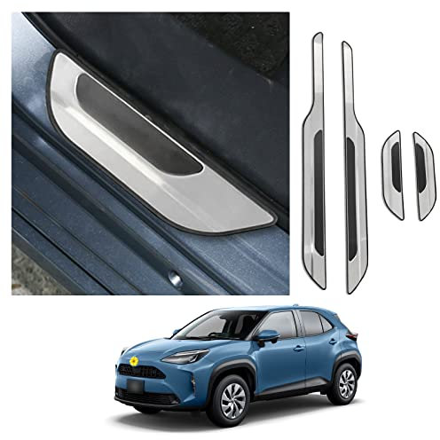 [4 Stück] CDEFG Kompatibel mit Toyota Yaris/Yaris Cross/Corolla Cross 2021-2024 2025 Einstiegsleisten Türschweller Abdeckung Interieur Türschwellerschutz Ladekantenschutz Edelstahl Auto Zubehör
