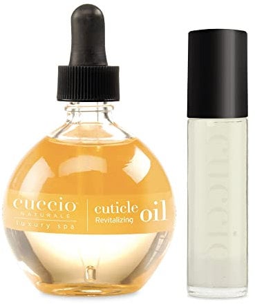 Cuccio Cuticle Oil Duo Pack Includes Cuticle Revitalizing Oil w/dropper - 73 mL (2.5 fl. Oz.) & Roll-On 10 mL (.33 oz