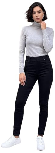 Roman Originals Jeggings for Women UK Jean Ladies Stretchy Trousers Denim Leggings High Waist Rise Pull On Skinny Straight Leg Cotton Pants Smart Casual - Black (31 inch) - Size 8