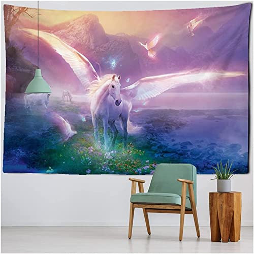 HNWDC Tapisserie Polyester 3D Digitaldruck, Pegasus Wandteppich für Hausdekor Home Tischdecke Wohnzimmer Schlafzimmer Tischdecke 150x200cm