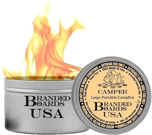 Branded Boards Camper,Großes tragbares Lagerfeuer, 100 % hergestellt in den USA, echtes Holzfeuer, bequem und einfach zu bedienen, für Partys, Buschhandwerk, Überleben und Notfälle (groß, 1 Stück)
