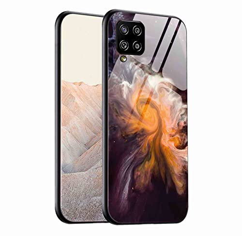 HAOYE Cover per Samsung Galaxy M53 5G, Custodia in Vetro di Marmo, Vetro Temperato Antigraffio Back Cover + Bordo in Silicone Morbido TPU Protettiva Case(1)