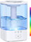 PARIS RHÔNE Luftbefeuchter Schlafzimmer 3.5L Top-Fill Humidifier Aroma Diffuser, 30H Leise Raumbefeuchter mit 360° Drehbare Düse, 8H Timer, 7-Farben-Nachtlicht für kinderzimmer Pflanzen, Blau
