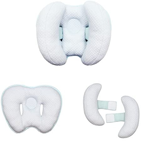 Blublu Park Baby 2 in 1 Reisekissen, Bananenform, verstellbar, Baby und Säuglinge, Nackenkopfstütze, Autositzeinsatz, Kissen für 3 bis 12 Monate, Blau