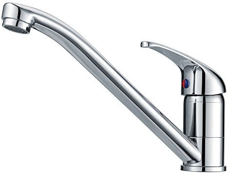 Armatur Küche Küchenarmatur aus Messing, 360° Drehbar Wasserhahn Küche Hochdruck Spültischarmatur mit 2 Anschlüsse für Kaltwasser und Wasserwasser Konzipiert, Chrom