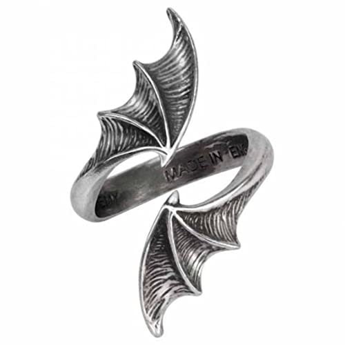 Ro Rox Alchemy England Goethe Wickelring Night Nocturnal Grave Lost Lover Creature Gothic Wing, Silber, L-N
