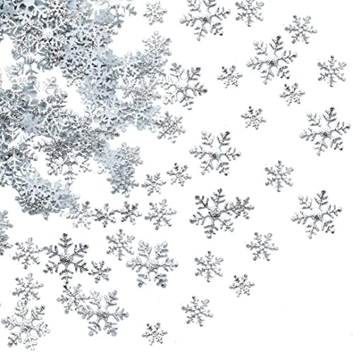 LYPER 300Pcs Schneeflocken Konfetti,Silber Künstliche Schneeflocke Flocke Schneeflockenpapier Snowflake Confetti für Weihnachten Winter Frozen Party Hochzeit Geburtstag Holiday Party Dekorationen