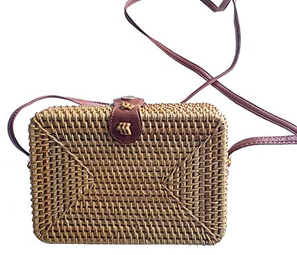 URFEDA Rattan Geflochtene Taschen Kreative Vintage Handgefertigte Weidenweberei One-Shoulder Casual Beach Holiday Tote Bohemian Bag Mini Diagonal Bag for Birthday Halloween Thanksgiving Carnival Gifts