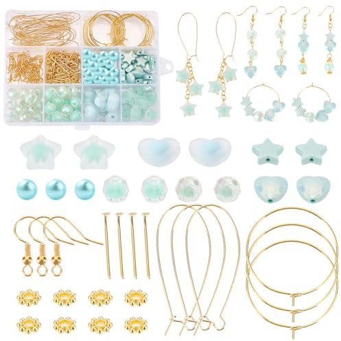 PandaHall 247 Teiliges Set Zur Herstellung Grüner Ohrringe Zubehör Zur Herstellung von Perlenohrringen Schmuckherstellungsset Mit Grünen Acrylperlen Ohrringhaken Für 30 Paar Ohrringe Frühlingsfrauen