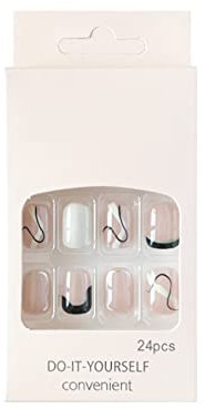 # Matcha Line Wearing Nail Korean Style Nail Patch Nail Patch Short Nail Nail Nail Patch Finished Nail With Glue Inside 1ml (Pink, One Size)