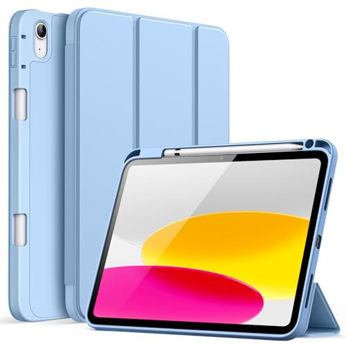 JETech Hülle für iPad (A16) 11./10. Generation (2025/2022) mit Stifthalter, Dünne Tablet Schutzhülle mit Weicher TPU Rückseite mit Auto Schlafen/Wachen (Himmelblau)