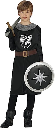 FIESTAS GUIRCA Brave Medieval Warrior Boys Fancy Dress Costume - Black Knight Kids Fancy Dress Costumes Boys 5-6 years