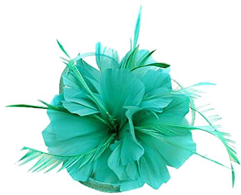 Damen Fascinator Hut Kopfschmuck Hochzeit Hüte Hat Clips Schleier Stirnband Mesh Tea Party Kopfbedeckung Frauen Pillbox Hut Haarschmuck für Kirche Halloween Cocktail Club Himmelblau