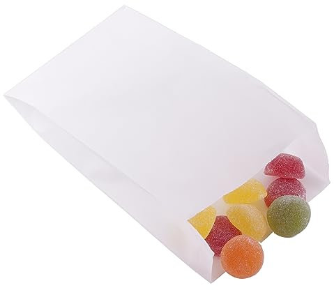 DIY-24H | Verschiedene Größen wählbar | Papiertüten Farbe Weiss Geschenktüten Papier, Kleine Tüten Süßigkeiten, Stern Weihnachten, Plätzchentüten, Brottüten, Brötchentüten (180x350x60mm, 250 Stück)