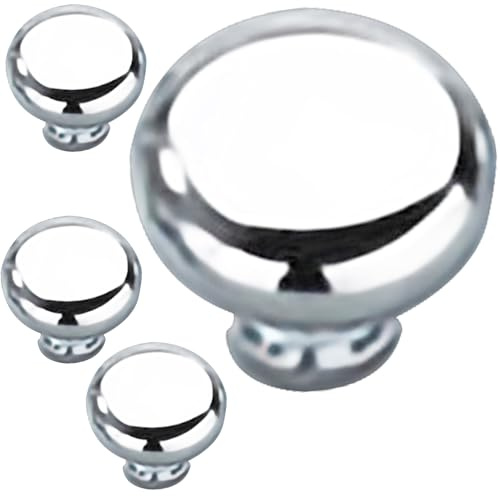 Rhinenet 4 Pieces Drawer Knobs Round Dresser Knobs Drawer Cabinet Hardware | Single Hole with Screw Cabinet Pulls Dresser (Silver Color)
