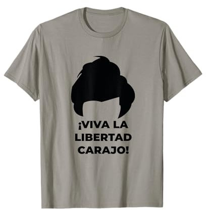 Peluca Milei - T-Shirt: Javier Milei, Viva la libertad carajo! - Grau, Klein, Kurzarm, Klassisch, Unisex Erwachsene, Fans von Javier Milei, Freiheit Enthusiasten, alle Altersgruppen, Feierlichkeiten
