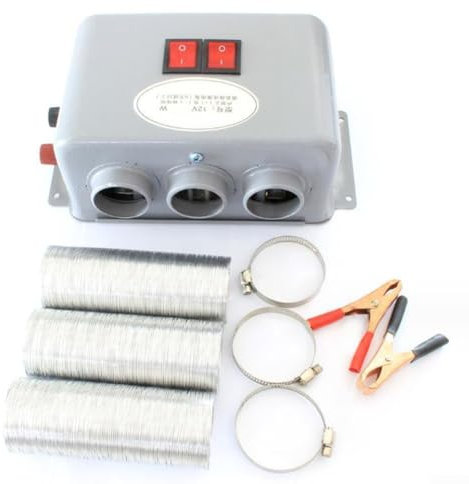 DAZZLEEX Riscaldatore portatile per auto, 800 W, sbrinatore per auto, design a 3 fori, riscaldamento rapido per camion, furgoni e parabrezza auto (24 V)