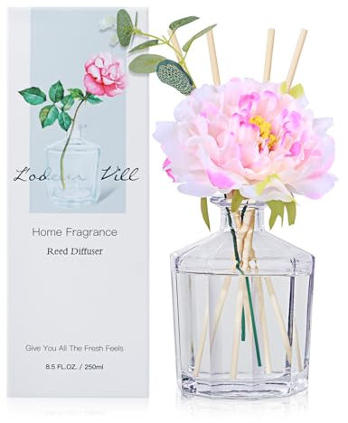 L'odeur Vill 250ml Difusor de con Flores/Geranio de Lavanda/Ambientadores de Hogar, con 10 Palos difusores de Ambientador Varillas/difusor de Aromas/para Decoración de Baños y Estanterías.