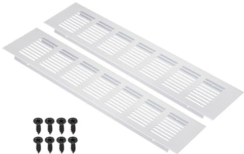 PATIKIL 12 x 3 Inch Door Air Vent Cover, 2pcs Aluminum Grille Ventilation Cover Louvered with Mounting Screws for Cabinet Wardrobe Door, Silver Tone