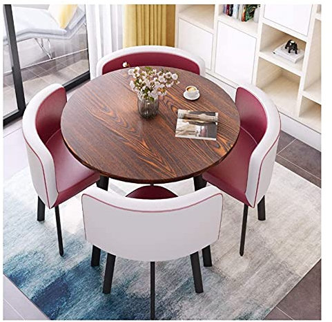 Büro, Business, Hotellobby, Rezeption, Esstisch, Couchtisch und Stühle, Set, Hotelrezeption, Geschäftstreffen, Tagungsraum, lässig und einfach, 1 Tisch und 4 Stühle (Farbe: Orange) (Schwarz) (Lila)