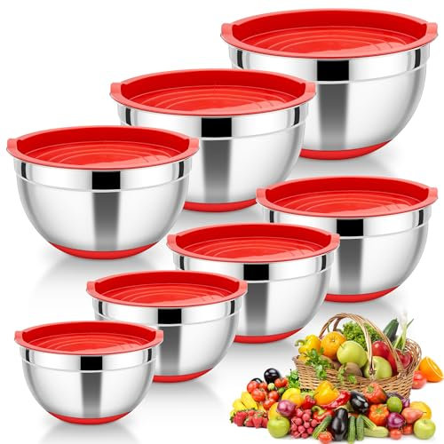 HaWare Lot de 7 bols mélangeurs (rouges)