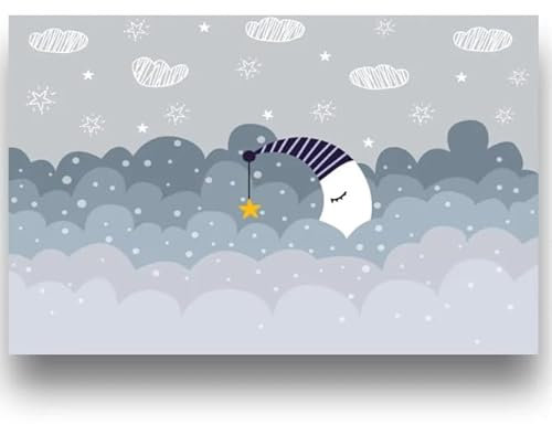 Fototapete 3D Effekt Tapete Vliestapete Cartoon Stern Mond Wolke Wandbild Kinder Tapete Schlafzimmer Wohnzimmer Wohnkultur 400Cm(W)*280Cm(H)