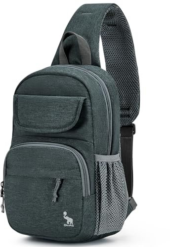 OIWAS Sling Tasche Crossbody Rucksack für Männer, ein Gurt Rucksack Wandern Tagessack Brusttasche für Frauen, Grau
