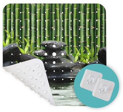 arteneur® - Duschmatte rutschfest 53x53 cm | Antirutschmatte Dusche | Inkl. Aufhängung | Schimmelresistent | Maschinenwaschbar | BPA frei | Rutschmatte Dusche Bambus Spa