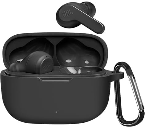 YAODLE hülle Kompatibel mit JBL Wave 200TWS True Schutzhülle Stoßfeste Weiche hülle,Mit Karabiner,Anti-Fingerabdruck,Anti-Abrieb（Schwarz）