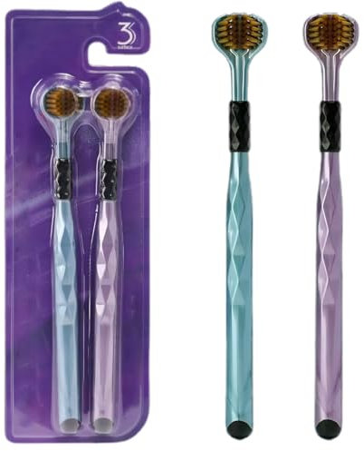 Pack of 2 Three-sided Toothbrush, V-shaped Toothbrush ，Autism and Special Needs, soft toothbrush for adults, macaroon toothbrush with soft bristles，Gently Clean Every Tooth and Gum Care