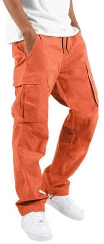 Pantalon Treillis Homme Cargo Pantalon Jogging Homme Hiver Jogging Homme Vetement Travail Homme Pantalon Pantalon Sport Homme Grande Taille Pantalon Taille Haute Homme Soldes Orange XXL