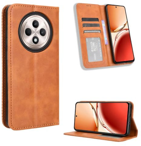 COMAKU Coque Oppo Reno 12 F 5G, Etui Portefeuille, Housse Folio en Cuir de Protection pour Oppo Reno 12 F 5G - Marron