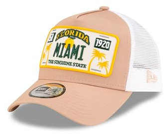 New Era Miami Truckercap Florida Nummernschild Patch verstellbar Kappe Mesh beige - One-Size