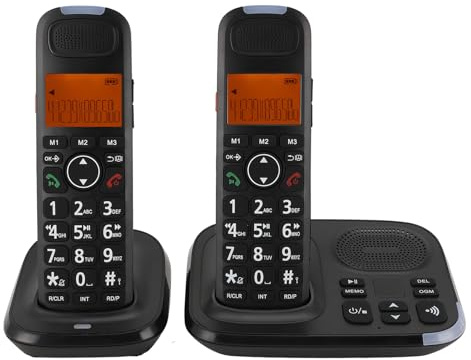 Schnurloses Telefon mit Anrufbeantworter, Erweiterter Anrufsperre, Zweisprachiger Anrufer-ID, Schnellwahl, Erweiterbares Festnetztelefonsystem für Büro, Unternehmen und Zuhause
