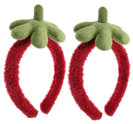 TENDYCOCO Erdbeer Haarband Damen Weiches Breites Stirnband Mit Blättern Für Gesichtspflege Spa Und Waschen 2 Stück Haarschmuck