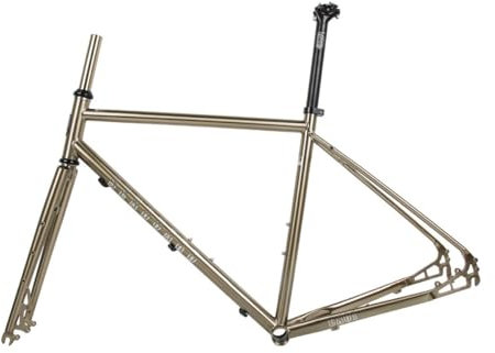 BSFHQS Fahrradrahmen Rennrad Rahmensatz 700C Scheibenbremsrahmen 44cm 47cm 50cm 53cm 56cm Cr-Mo Stahl Fahrradrahmen Schnellspanner Rahmen 100/135mm QR BSA BB68mm(Brushed Silver,56cm)
