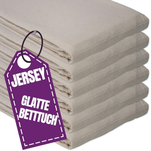 Jersey Glatte Bettlaken 70 x 200 cm ohne Gummizug Beige - Elastische, einfarbige Baumwolle Haustuch - Klassische Hotel Bettücher ohne Spanngummi Laken