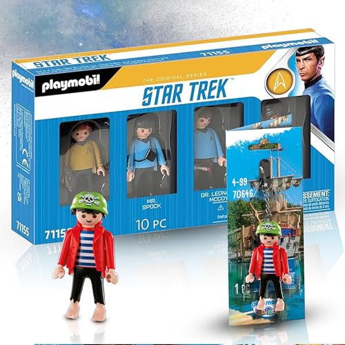 PLAYMOBIL 70646 Schlüsselanhänger Pirat 'Rico 71155 Star Trek Figuren-Set – Abenteuerliches Duo für Fans von Piraten und Sci-Fi-Welten!