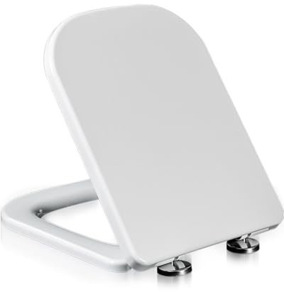 WC-Sitze, Absenkautomatik, weiß, quadratisch, Toilettensitz, Klodeckel, Schnellverschluss, strapazierfähig, leicht zu reinigen, Badezimmer-Deckel, einfache Installation, 04G